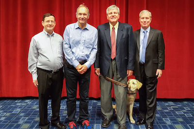 Jeff Jaffe, CEO W3C; Tim Berners-Lee, diretor do W3C; George Kerscher, presidente do IDPF; Bill McCoy, diretor executivo do IDPF, Digicon no 10 de maio de 2016